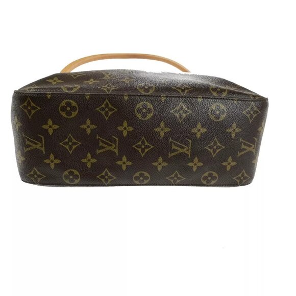 LOUIS VUITTON Logo Looping GM Shoulder Bag Monogram Leather Brown - Picture 9 of 16